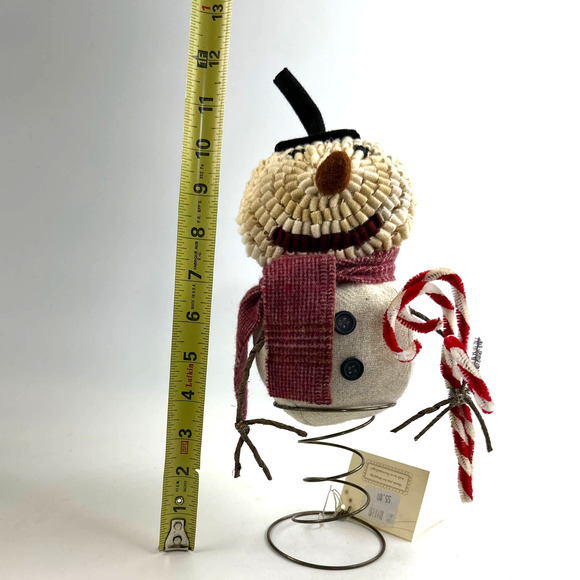 Vintage Snowman On A Spring With Candy Cane Christmas Winter Piece Sculpture - Picture 13 of 14
